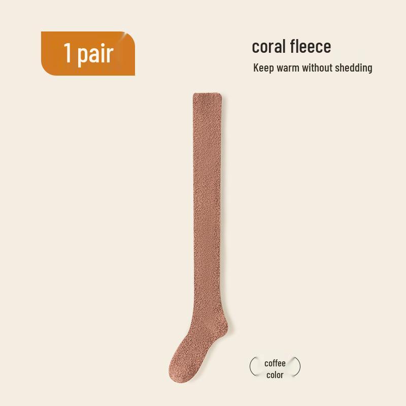 Women's Thick Coral Fleece Mid-Tube Socks: Warm, Non-Shedding, Solid Color – Perfect for Maternity and Floor Wear