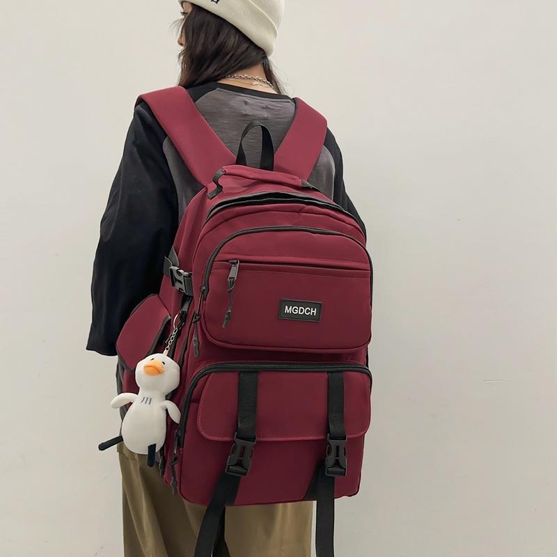 Female Solid Color Schoolbag Male Senior High School Student Backpack