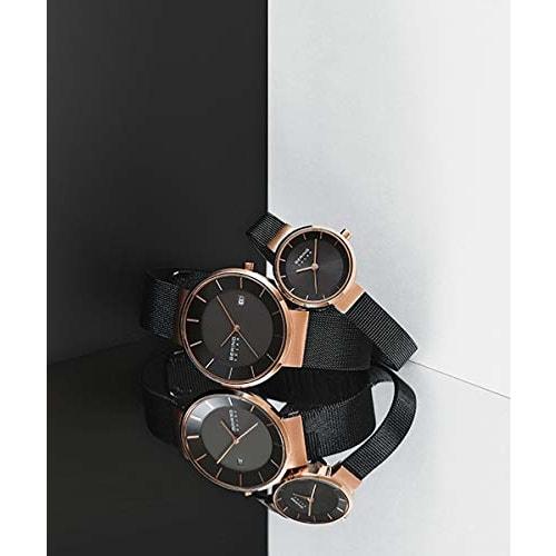 [Officially Imported] BERING Solar Watch, Unisex, Shatter-Resistant, Scratch-Resistant Sapphire Crystal, Long-Term Warranty, 14627-166, Black, Rose Go