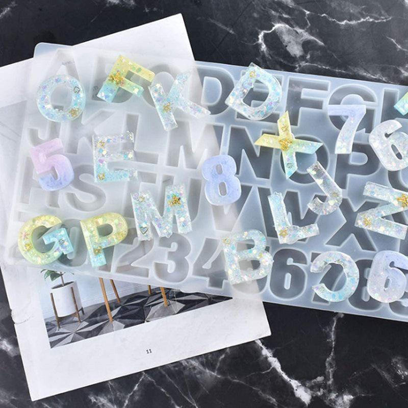 Transparent Letter Silicone Mold Letter And Number Mold Epoxy Resin Molds For Diy Jewelry Dried Flower Resin Crafts Tool