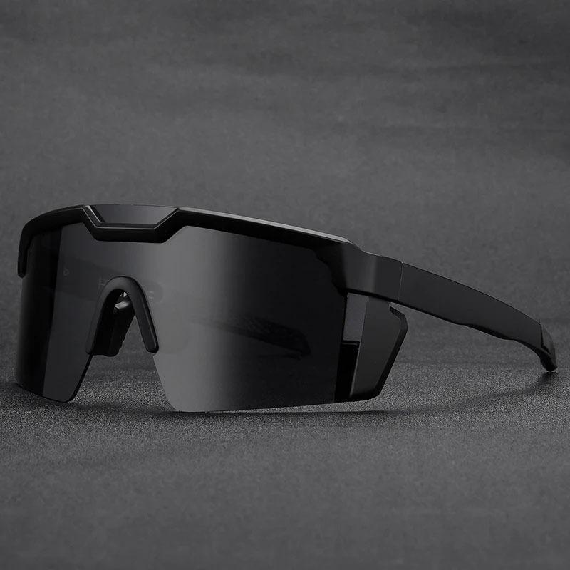 Новые цельные квадратные очень большие спортивные мужские солнцезащитные очки — фото 3