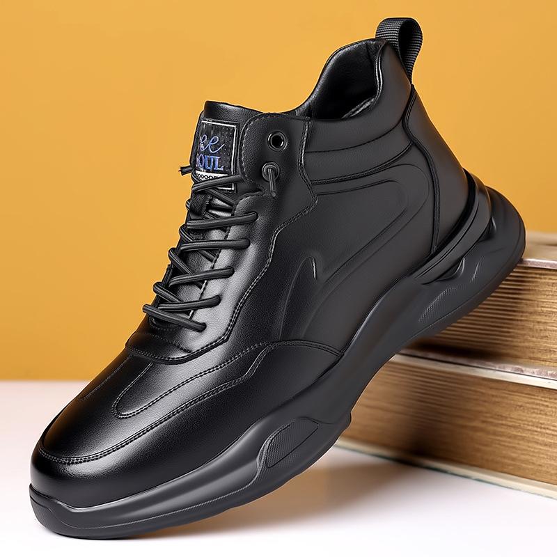 

Модные мужские кроссовки из коровьей кожи, бархатные, теплые, на платформе, осень-зима, с мягкой подошвой, повседневные, новые дизайнерские ботильоны, мужская обувь 38