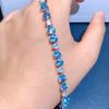 Elegant Women's Swiss Blue Topaz Bracelet with Aquamarine Hue and High-Carbon Diamond Buckle