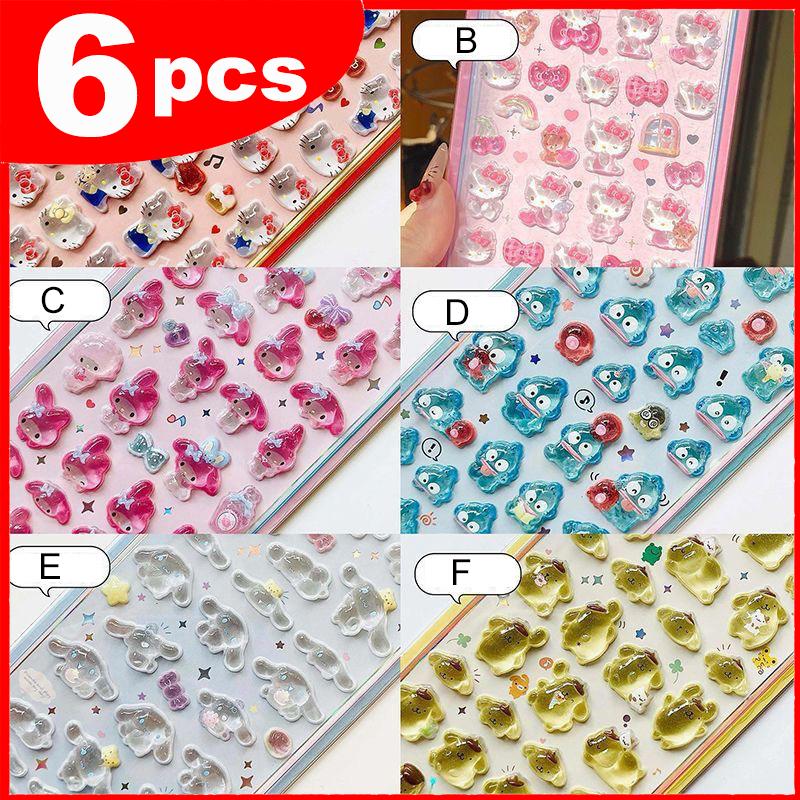 2025 Cute Cinnamoroll Kuromi My Melody Hello Kitty 3D Resin Stickers Anime Themed DIY Scrapbooking Decoration Gifts kids Toys