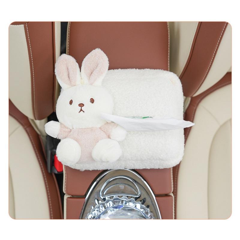 Cute Creative Lamb Wool Car Backseat Tissue Box Holder Multi Functional Car Interior Decoration