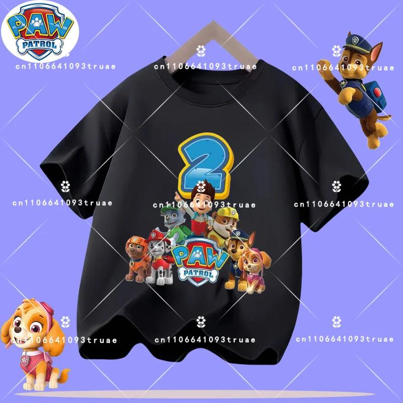 Paw Patrol Summer Children's T-Shirt Short Sleeve Girls' Casual Shirt Boys' Sports Shirt with Number Print
