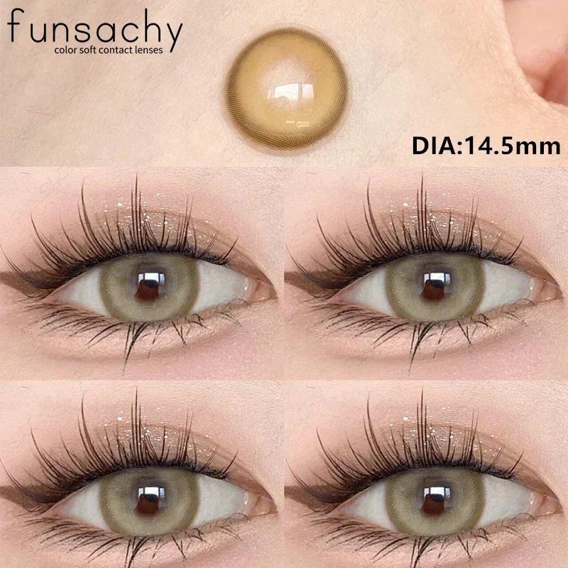 

Funsachy 1 пара 2025 новые контактные линзы для глаз модные синие цвета натуральный цвет глаз коричневый зрачок серый ежегодные линзы