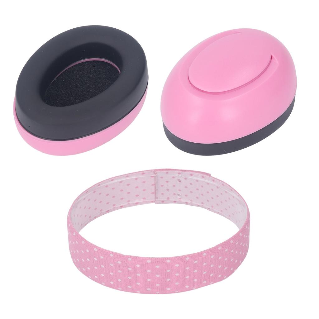 Baby Ear Muff Elastic Hearing Protection Noise Blocking Infant Earmuff for Sleep Travel Pink