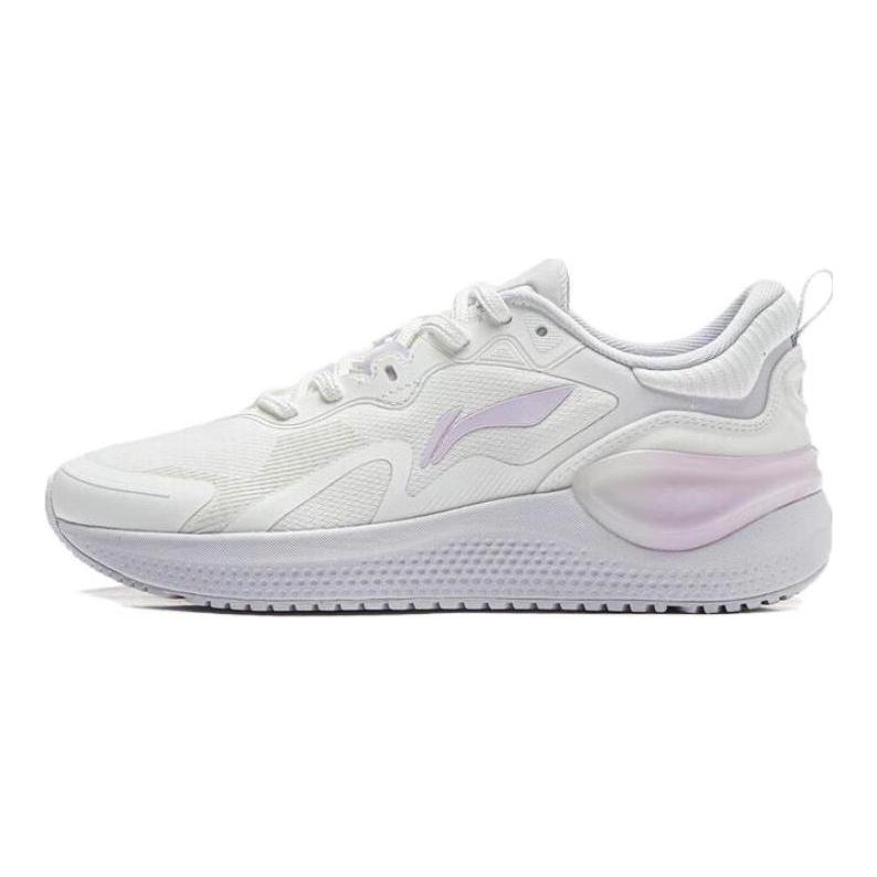 Li Ning Cushioning Breathable Abrasion Resistant Low top Running Shoes Women's Mist White ARST072-6