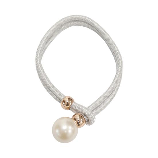 1Pc Faux Pearl Curtain Tieback, Woven Rope Adjustable Curtain Holder, Stylish Bead End Draperies Holder for Living Room Bedroom Bathroom Dormitory