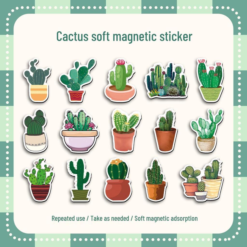 20pcs Cactus Desert Plant Decorative Soft Magnetic Stickers for Fridge and Computer