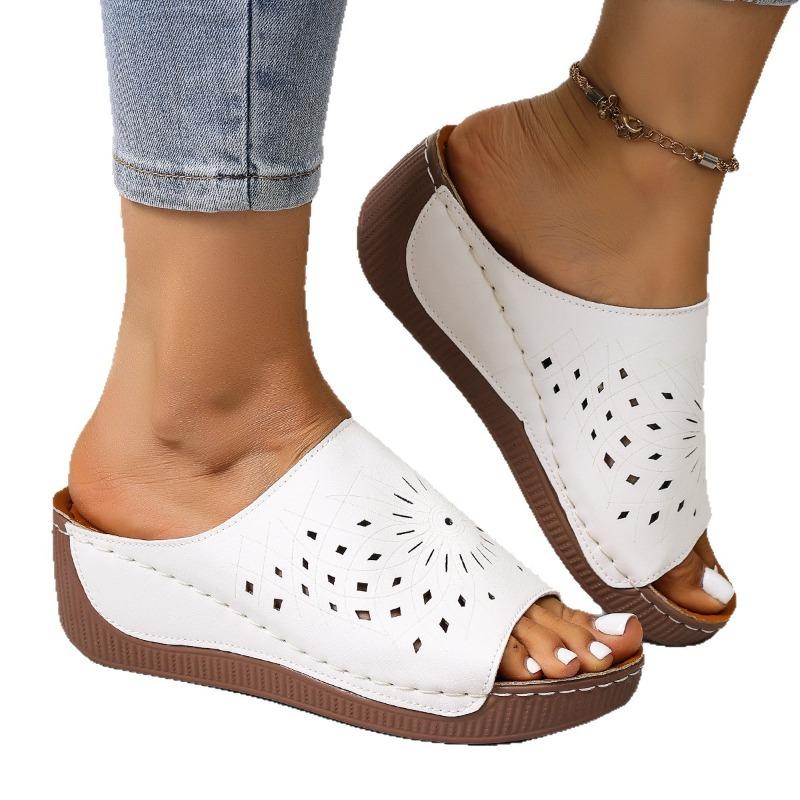 Sommer Neu Übergröße Hohl Keil Sandalen Hausschuhe Damen Einfach Offene Zehen Plattform Höhe-Erhöhend Sandalen