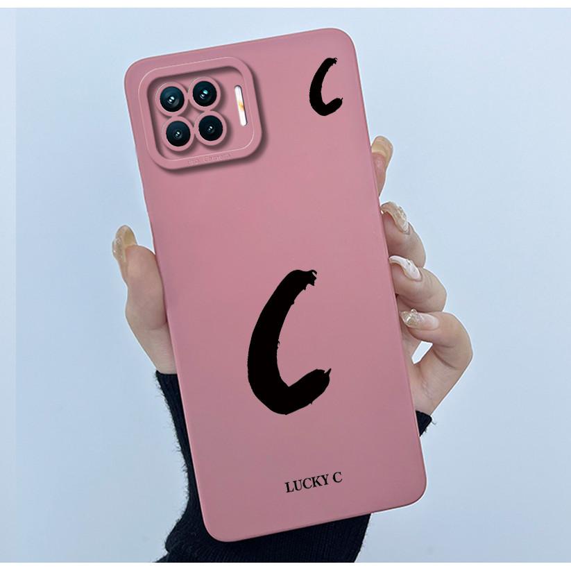 For OPPO F17 Oppo F17 Pro Case Oppo A73 A93 Reno 4F Back Cover TPU Silicon Lucky Initial Letter Couples Phone Bumper Soft Case