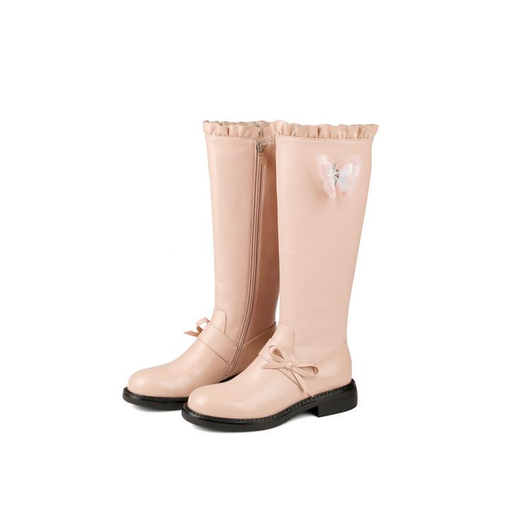 

Кожаные милые туфли-бантики розовые женские ботильоны на толстом высоком каблуке 2025 классические универсальные с темпераментом удобные рыцарские ботинки 39