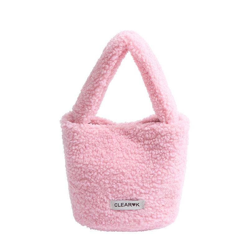 Plush Personality Trend Lamb Fluffy Autumn and Winter New Model Fluffy Crossbody Portable Bucket Bag Woman