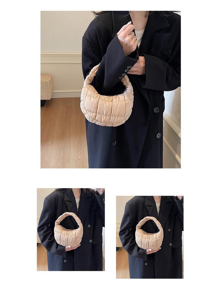 Korean Pleated Plaid Cloud Mini Handbag 2024 – Chic Downy Underarm Bag