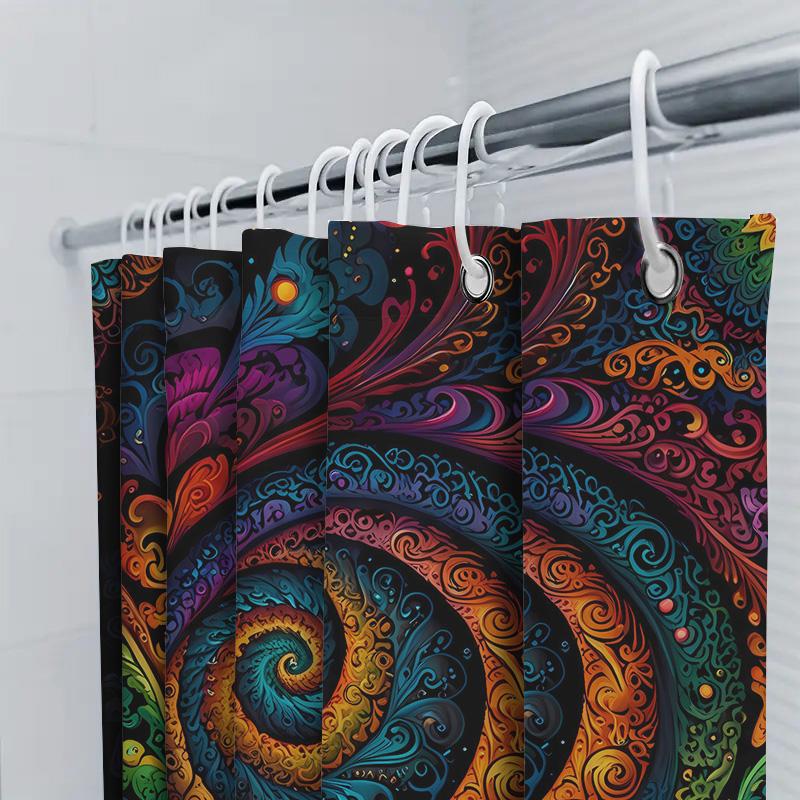 Stunning Abstract Print Shower Curtain Vibrant Colors Modern Design For Bath Decor