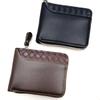 Herren Vintage PU Leder Geldbörse Reißverschluss Dreifach gefaltet Kurze Geldbörse Gewebtes Patchwork Multi Kartenhalter Münzfach Ausweisfenster Lässige Business Geldbörse