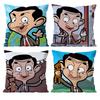 Cartoon M-Mr. BeanS Pillow Case Anti-dustmite Pillowcase Invisible zipper silky short plush Sofa cushion cover