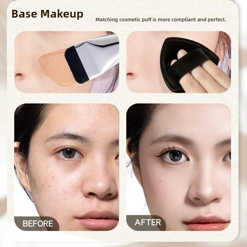 Four Pieces Ultra-thin Foundation Brushes Makeup Mixing Palette with Spatula Flat Face Brush Makeup Puff Beauty Makeup Tools