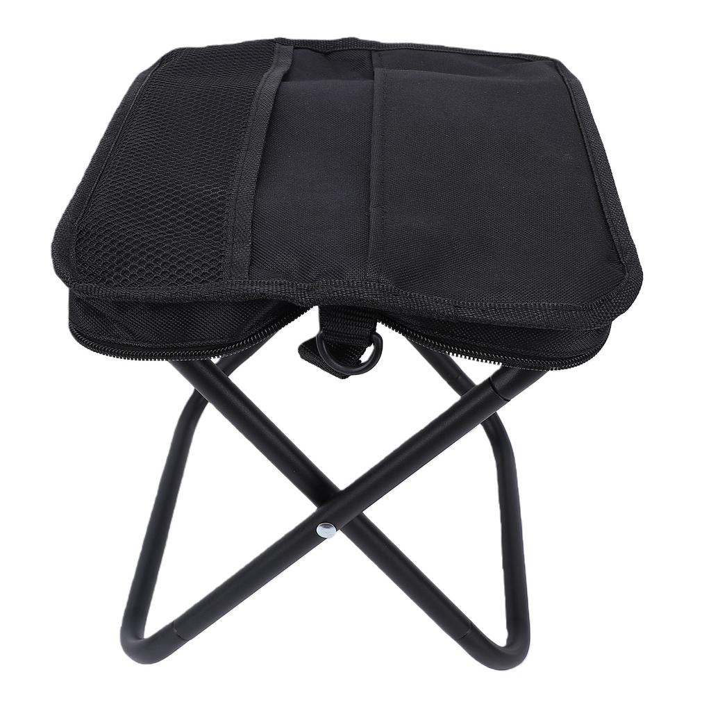 Outdoor Folding Stool Sling Bag 2 in 1 Portable Chair and Storage Pouch for Camping Hiking Fishing Black