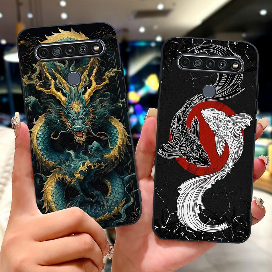 For LG K41S K51S 2020 Elegant Floral Cat Printed Phone Case For LG K41S K51S LM-K410 LM-K510 Black Silicone Soft Cases