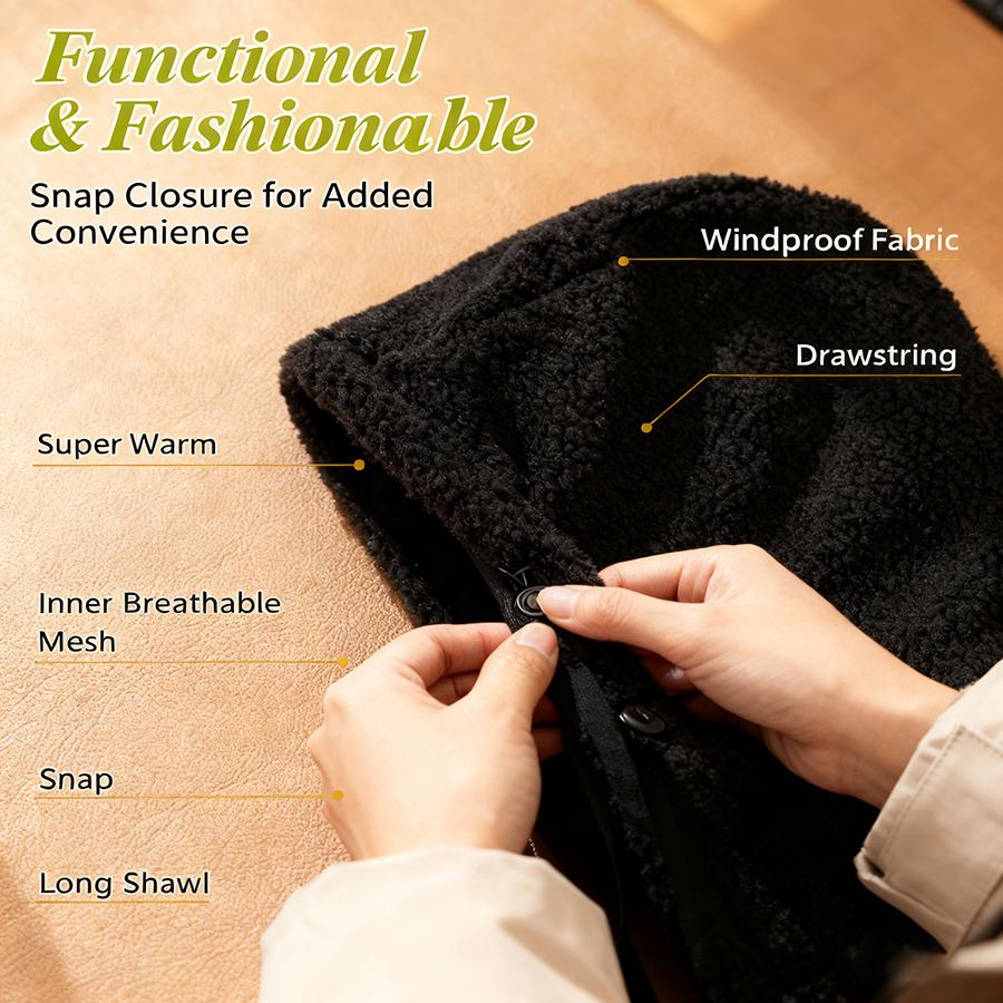 Winter Plush Balaclava Hat for Women Ear Protection Adjustable Drawstring Thick Warm Integrated Outdoor Motorcycle Riding Hat