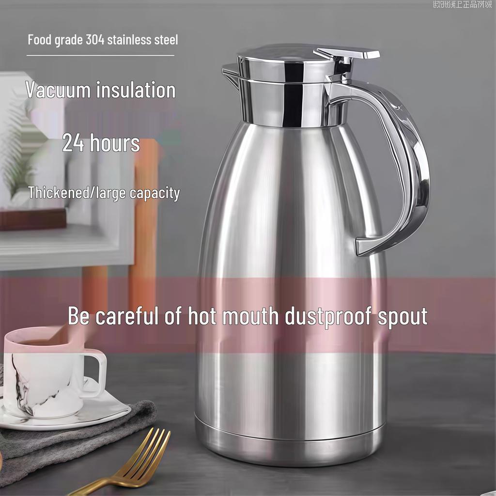 European Style 304 Stainless Steel Double-Layer Vacuum Thermos Flask, Large Capacity Roman Pot for Home Use, Anti-Scald.