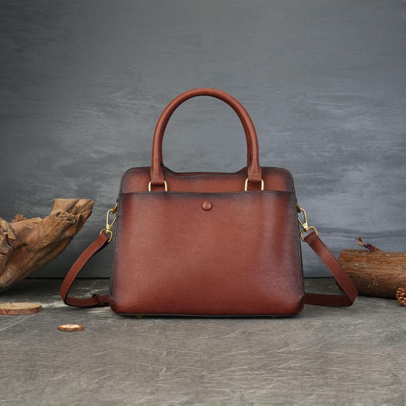 

Genuine Leather Women Handbags Vintage Design Clutch Purse Bags Zipper Shoulder Crossbody Bag GZW 27*22*13cm коричневый
