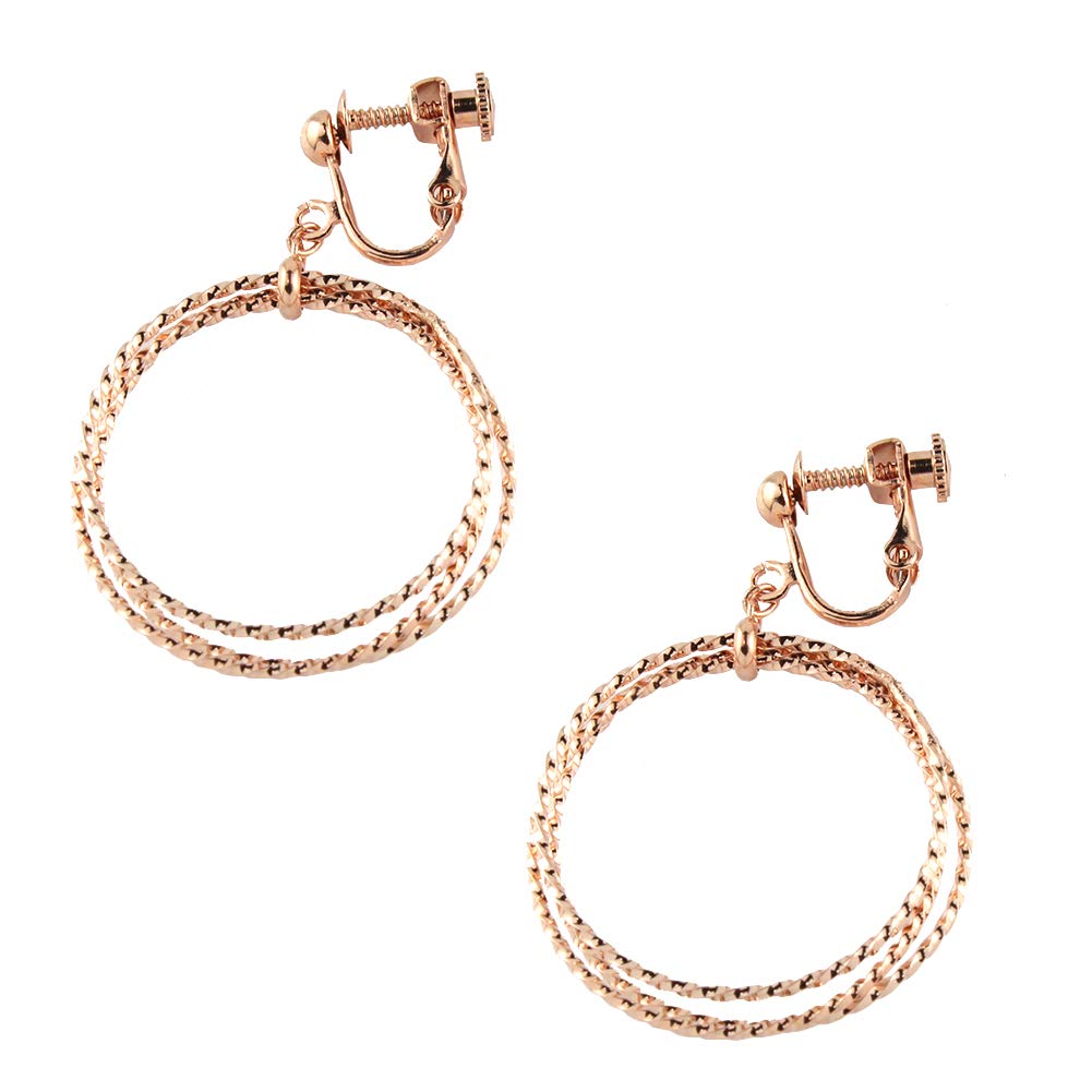 

Магазин Зроблено в Японії Кільце-петля з крученням Коло Прості Гіпоалергенні Сережки Рожеве Золото e0075 [Ювелірні вироби M] 3-рядні Жіночі на гвинтах