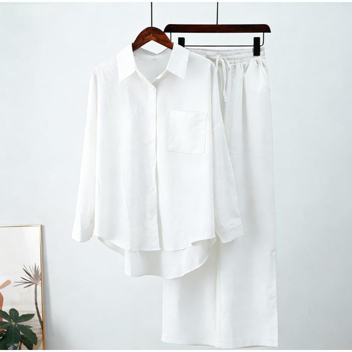 South East Asia Autumn and Winter Large Size Loose Elastic Wrinkle Long Sleeve Shirt Wide Leg Pants Fashion Casual Sports Suit