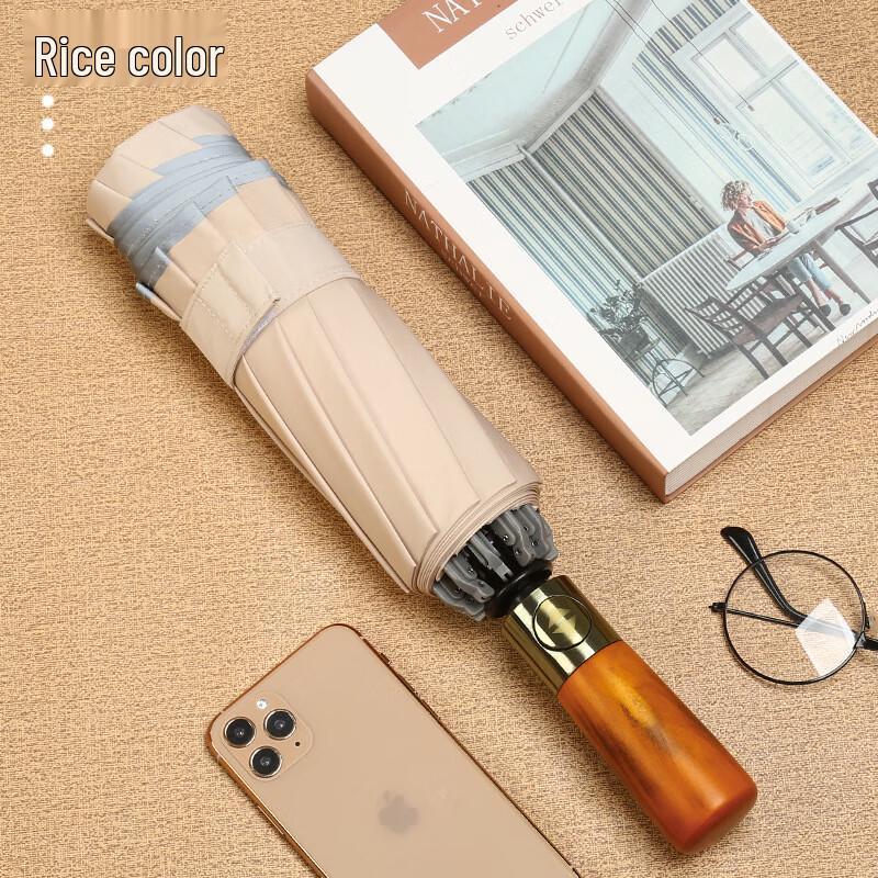 Automatic Reverse Folding Umbrella with Solid Wood Handle