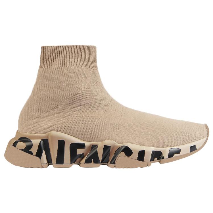 (WMNS) Balenciaga Speed Graffiti Sneakers 'Beige Knit Black Graffiti Sole Unit' Women's 605942W2DB79710
