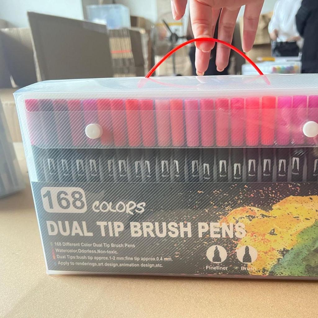 Water-based Double-ended Watercolor Pen Set with Colored Fine Liner and Soft Tip