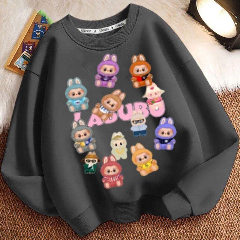 Moletons Fofos de Gola Redonda para Crianças, Moletons Casuais de Manga Comprida da Moda para Meninos e Meninas na Primavera e no Outono