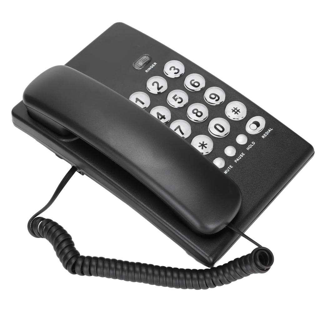 KXT504 Desktop Corded Telephone Multifunctional Large Button Landline Phone for Home Office Hotel(Black )