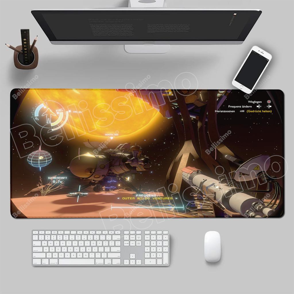XXL Mouse Pad Anime Gamer Outer Wilds Mousepad PC Gaming Accessories Keyboard Pad Laptop Universe Space Solar System HD Desk Mat