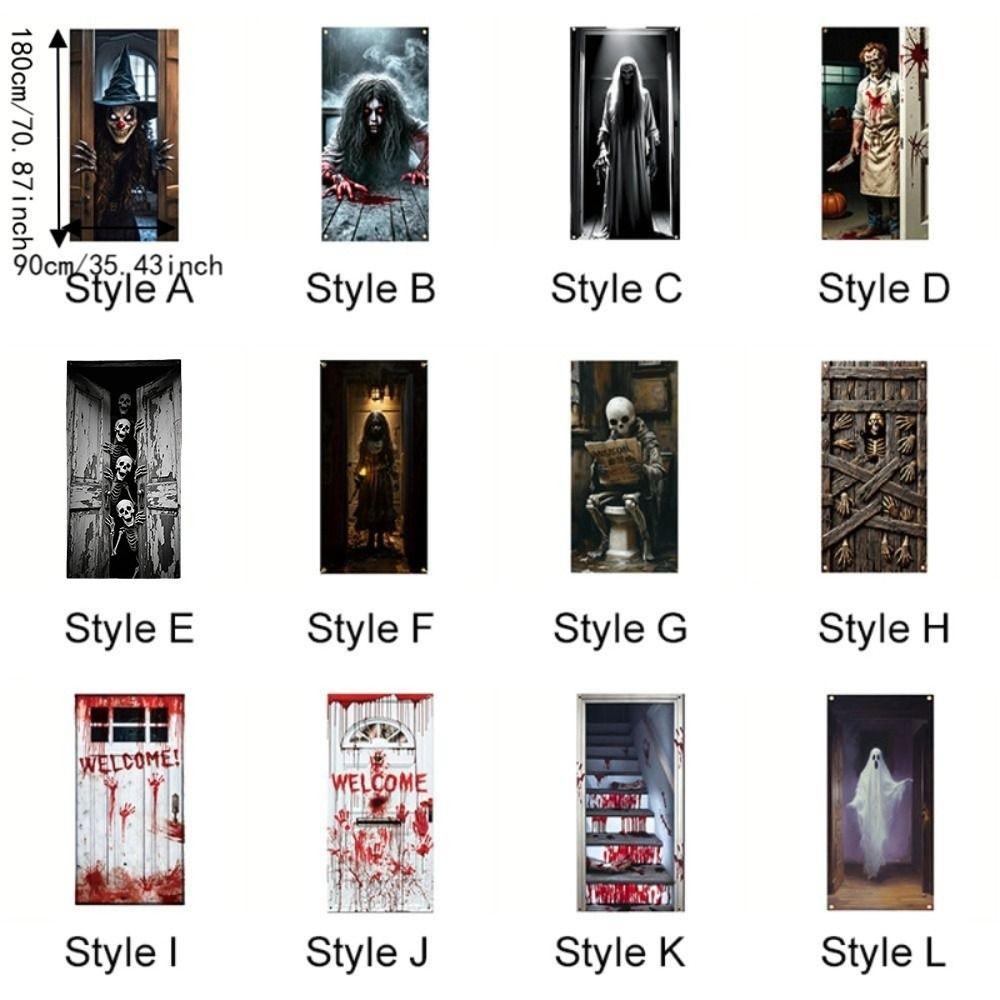 Ghost Blood Stain Skeleton Halloween 2D Door Banner Rectangular Halloween Background Banner  Party