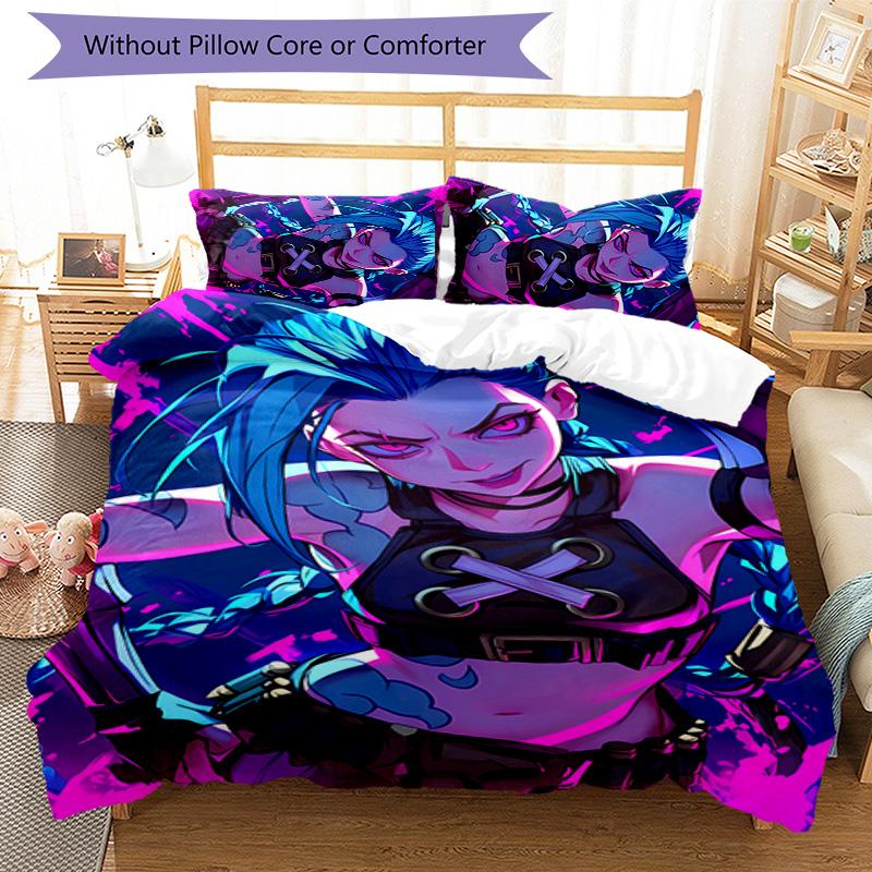 3pcs Jinx pattern bedding set duvet cover set includes duvet cover &pillowcases, perfect all season bedroom decoration & gift
