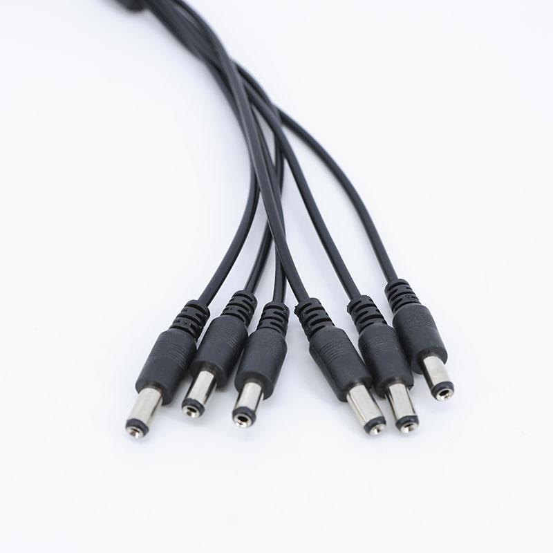 10pcs Wholesale 40cm DC 1 Female To 6 Way Male Splitter Power Plug Extension Cable 5.5mm*2.1mm Connector 12V Supply Wire Cord
