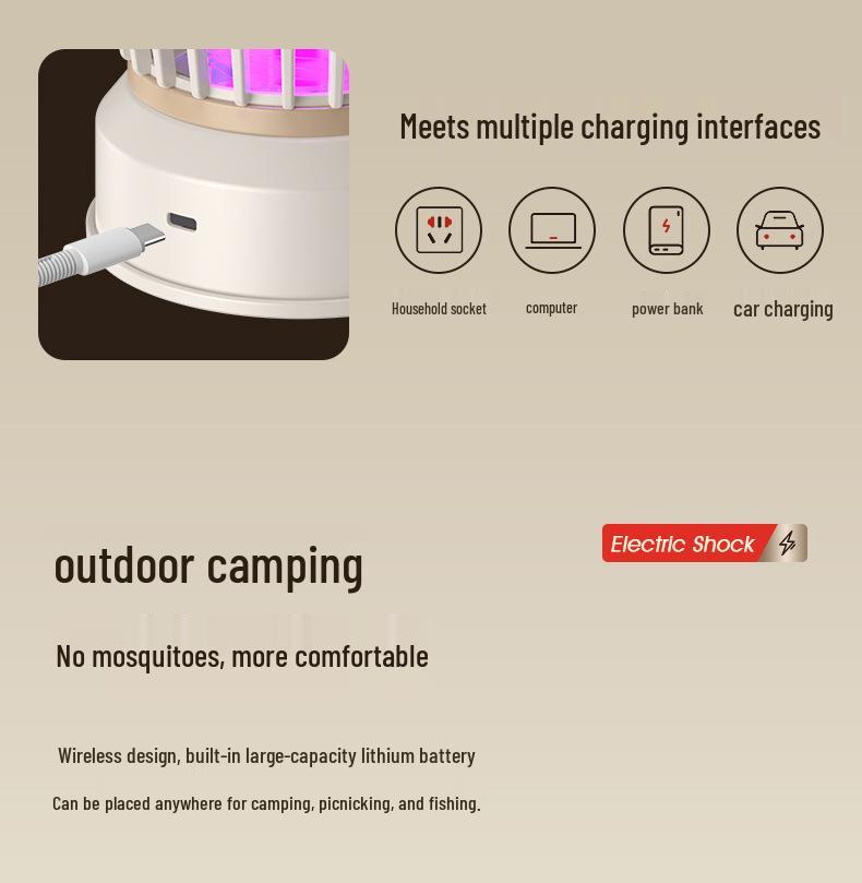 USB Rechargeable Indoor/Outdoor Electric Mosquito Killer Lamp