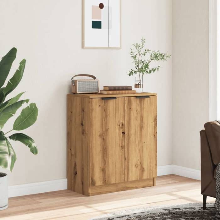 VidaXL Buffet chêne artisanal 60x30x70 cm bois d'ingénierie, meuble de rangement, meuble de rangement de cuisine, meuble de 856833