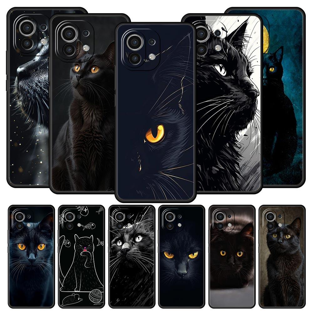 Phone Case For Xiaomi Mi 15 14 14T 13T 12T Pro 12 13 11 Lite 5G 11T X6 X5 Pro Soft TPU Cover Black Cat