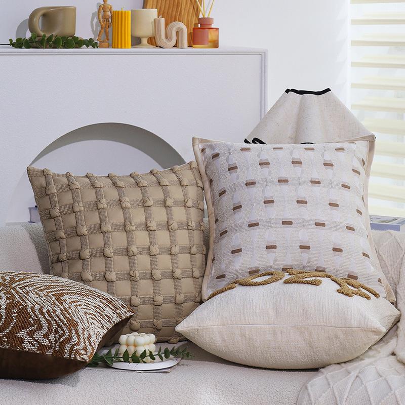 Brown Pillow Case, Light Luxury French Pillow, Living Room Sofa Bed Pillow, Bay Window Pillow, Waist Pillow