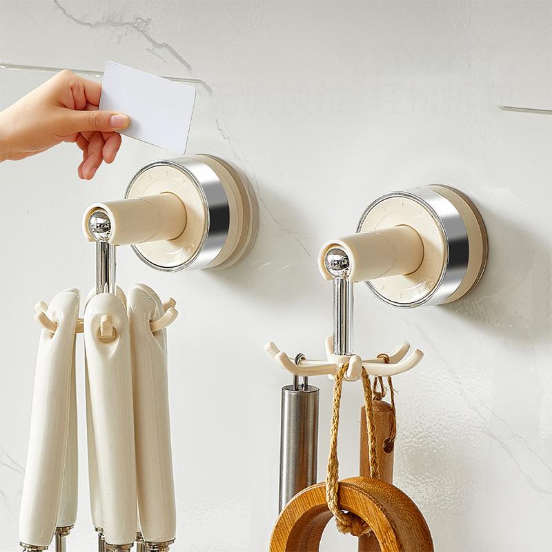 Wall Mounted 360° Rotating Folding Hook Powerful Punch-Free Kitchen Utensil Holder Space-Saving Traceless Wall Hook For Home