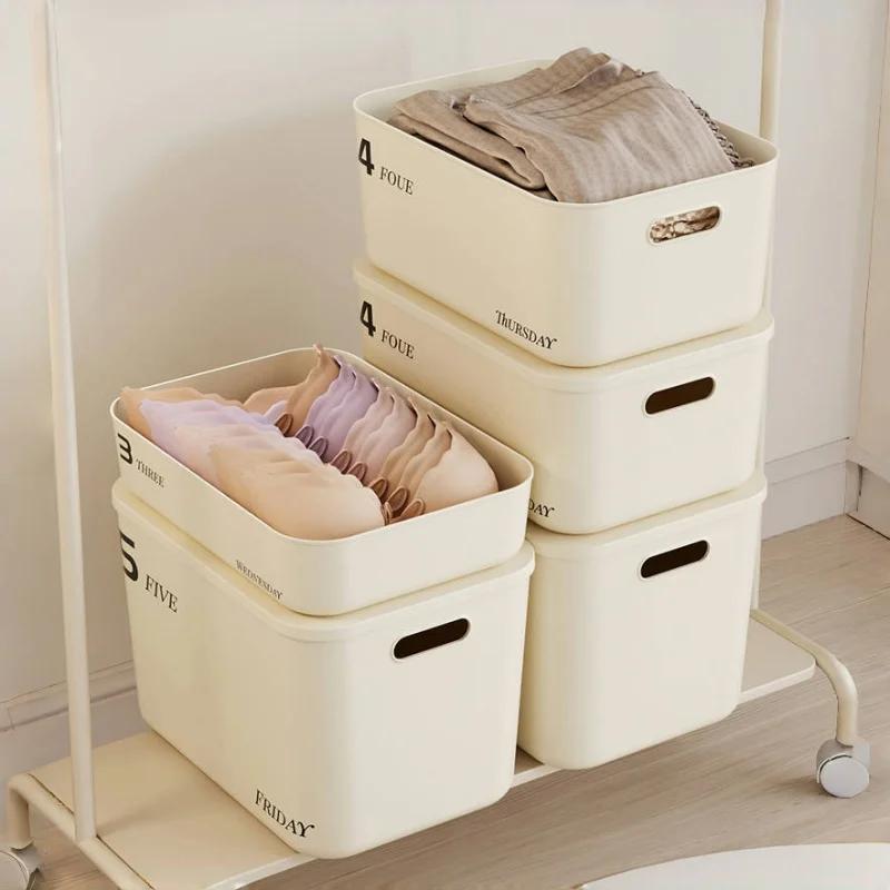 Sundries Storage Box Stackable Clothes Storage Box Dustproof Cosmetics Clothing Grocery Storage Bedroom Dormitory Storage Box
