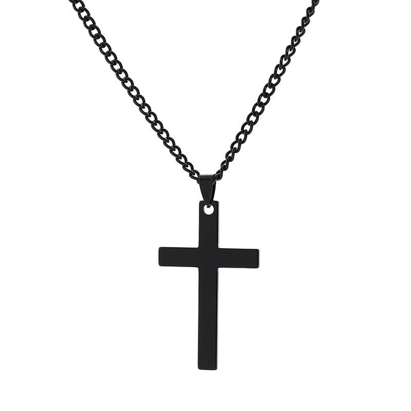 Simple Stainless Steel Cross Pendant Necklace Unisex Punk Hip Hop Charm Jewelry Gift