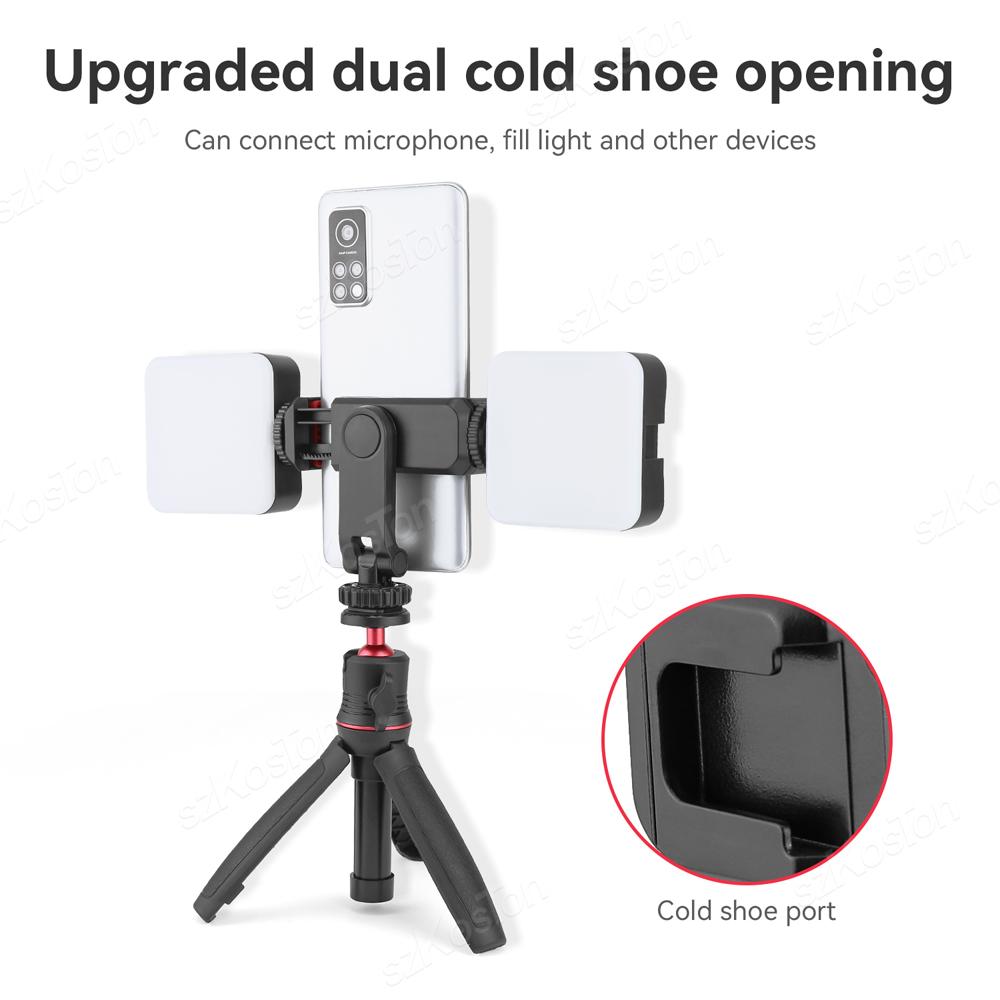 Camera Hot Shoe 360 Rotatable Phone Mount Holder Tripod With Cold Shoe For Mic Light Phone Clip For iPhone 15 Pro Smartphone