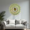 Crystal Leaves Wall Clock None-Ticking Silents Battery Operated Clocks Decorative Wall Clocks for Living Room Decors
