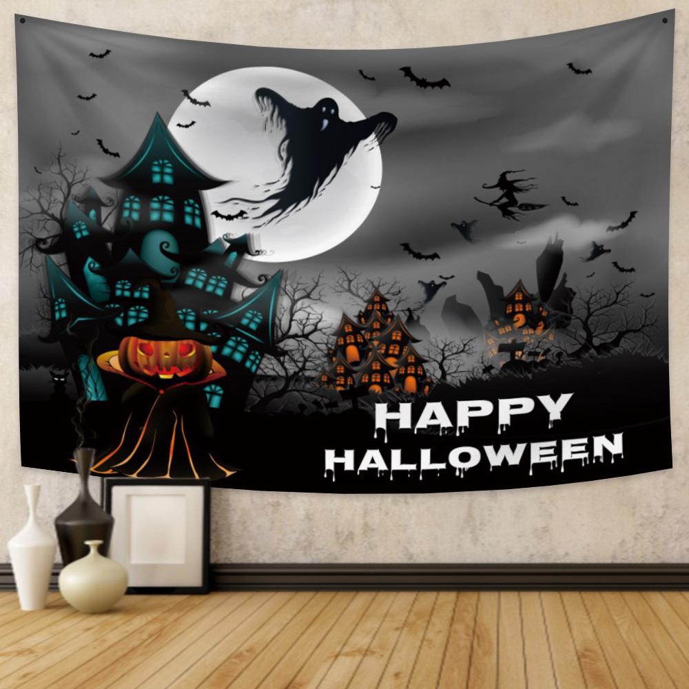 Home Decor Tapestry Witch Pumpkin Halloween Party Ation  Living Room Bedroom Wall  Backdrop Fabric